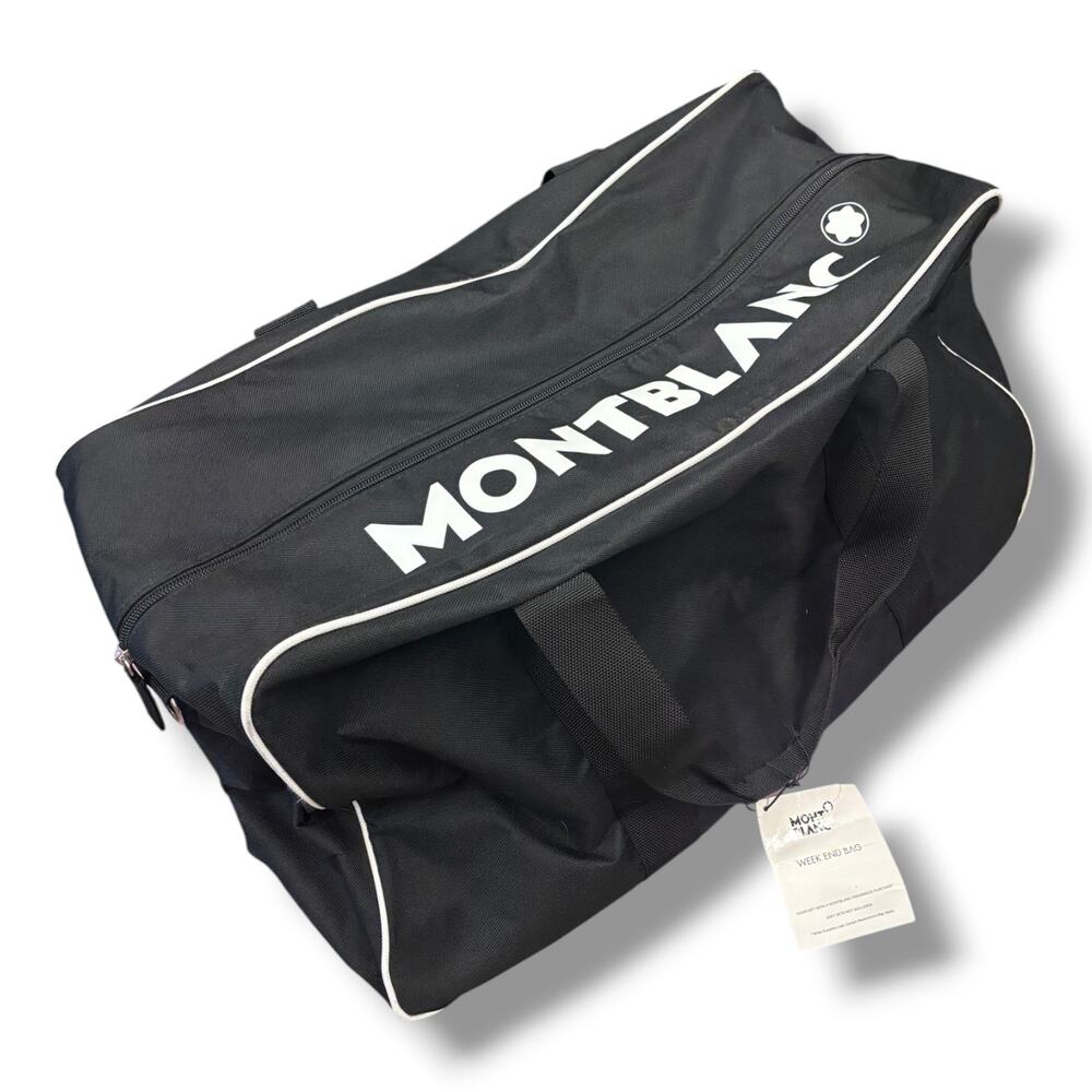 Montblanc Duffel Weekend Bag Black White Travel Gym Parfum Large NEW NWT